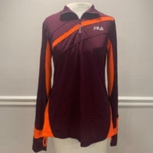 Fila Jackets & Blazers - $5 V-DAY SALE - FILA Sport Running maroon orange quarter zip top